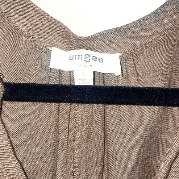 Umgee Mini Dress Women Small Brown Boho Peasant Minimalist Neutral Coastal - Picture 4 of 8